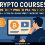 Crypto courses in 2025 – man learning online about Bitcoin and real ROI