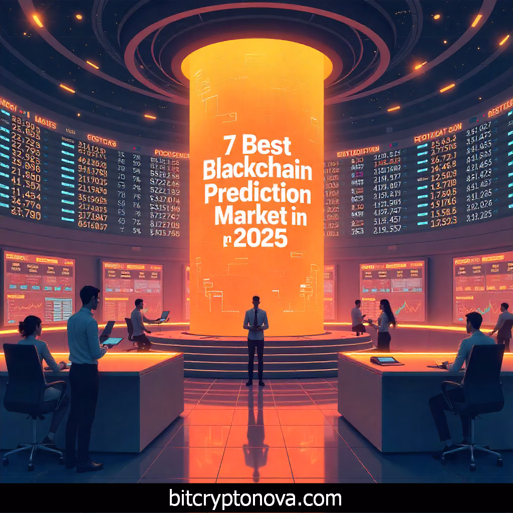 Blockchain prediction markets 2025 – crypto trader analyzing charts, tokens, and future forecasts